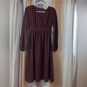 🎉 2 for $20 🎉 Burgundy Polka Dot Long Sleeve Dress